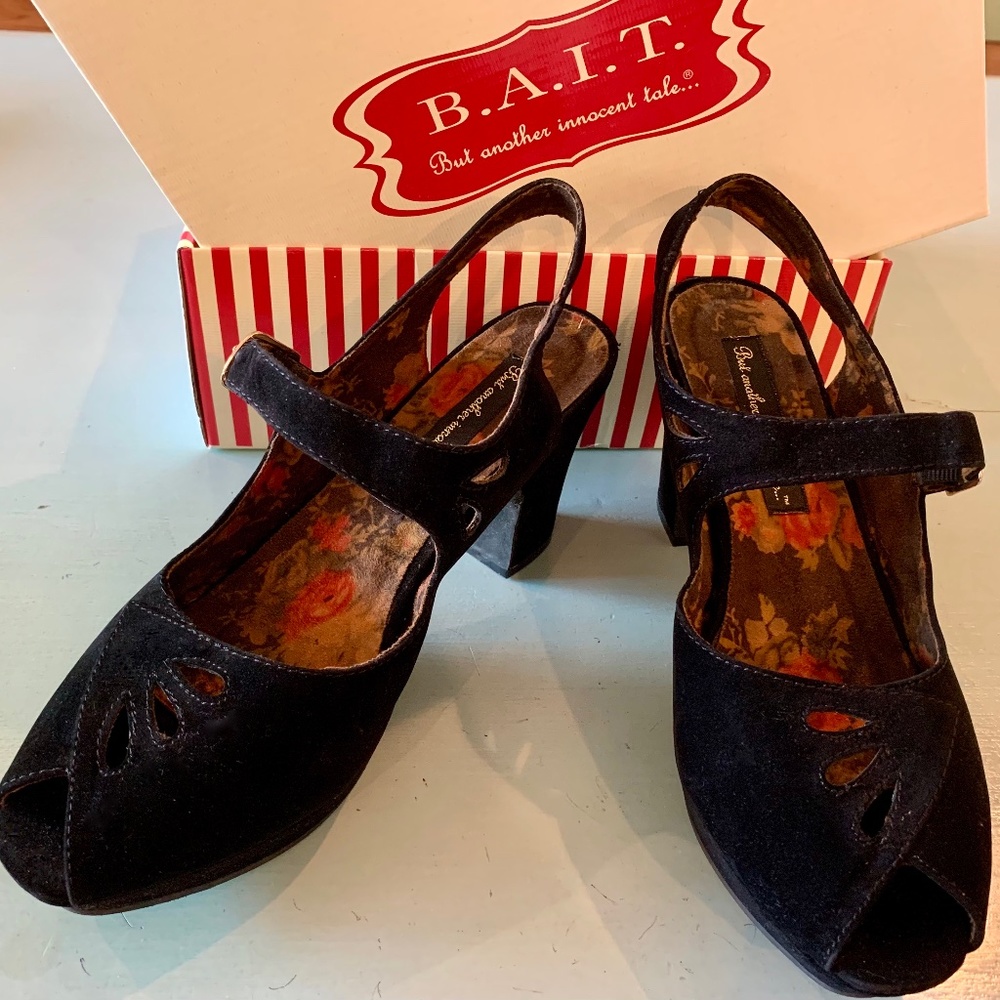 BAIT Footwear Faux Suede Peeptoe Heels size 8